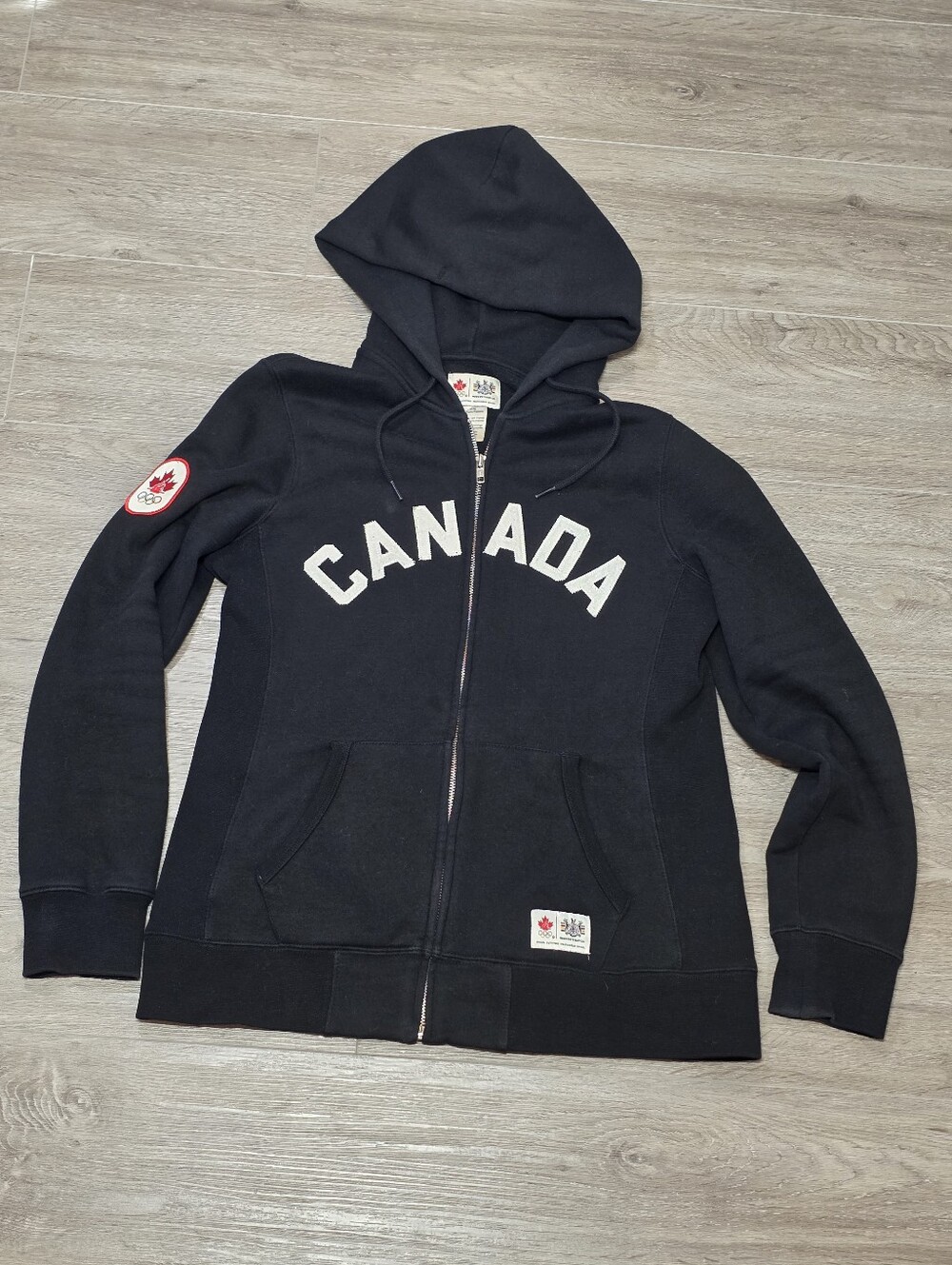 Hudson's Bay Co Womans Black Zip Up Hoodie Sz M Olympic Games 2010